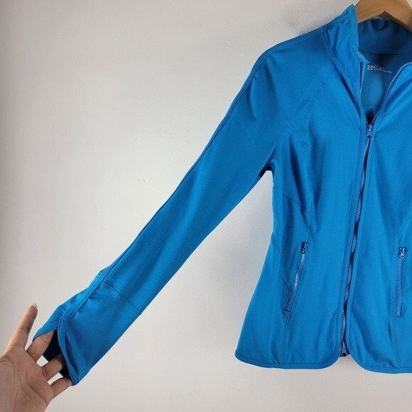 Zella Full Zip Tulip Cuff Long Sleeve Knit Athletic Track Jacket - Picture 2 of 10